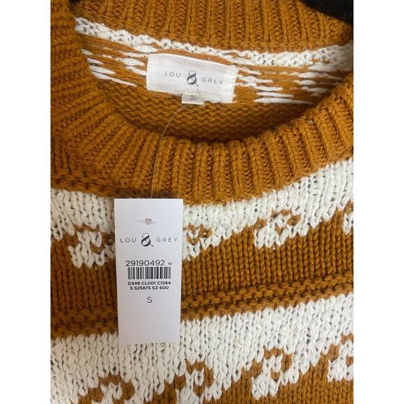 Lou & Grey Waverunner Brown / Cream Knit Sweater Size S NWT - Picture 4 of 8